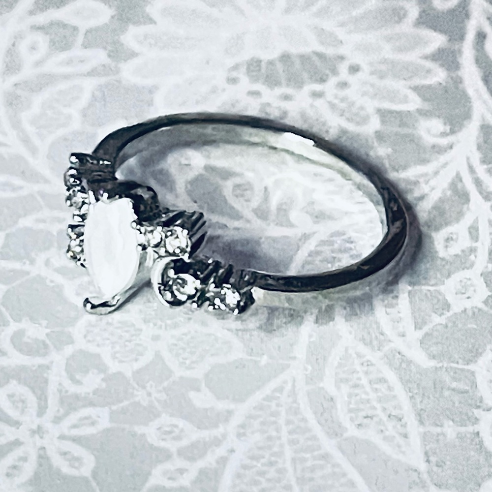 New Sterling Silver Handmade Moonstone White Sapphire Celestial Moon Star Ring - Picture 10 of 16
